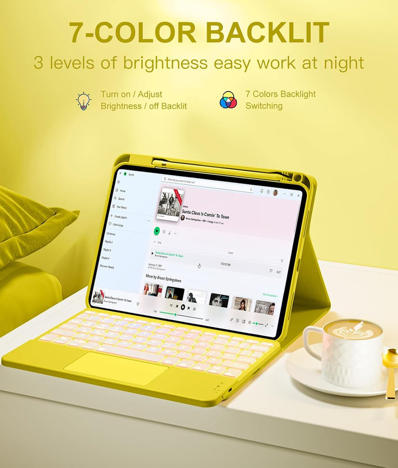 Funda con Teclado Harvopu para iPad 11" (A16) / iPad 10.ª Gen - Amarillo