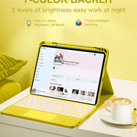 Funda con Teclado Harvopu para iPad 11" (A16) / iPad 10.ª Gen - Amarillo
