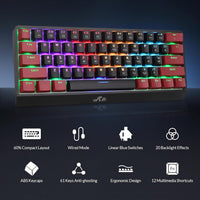 Rii RK806 60% Mechanical Gaming Keyboard 61 Keys