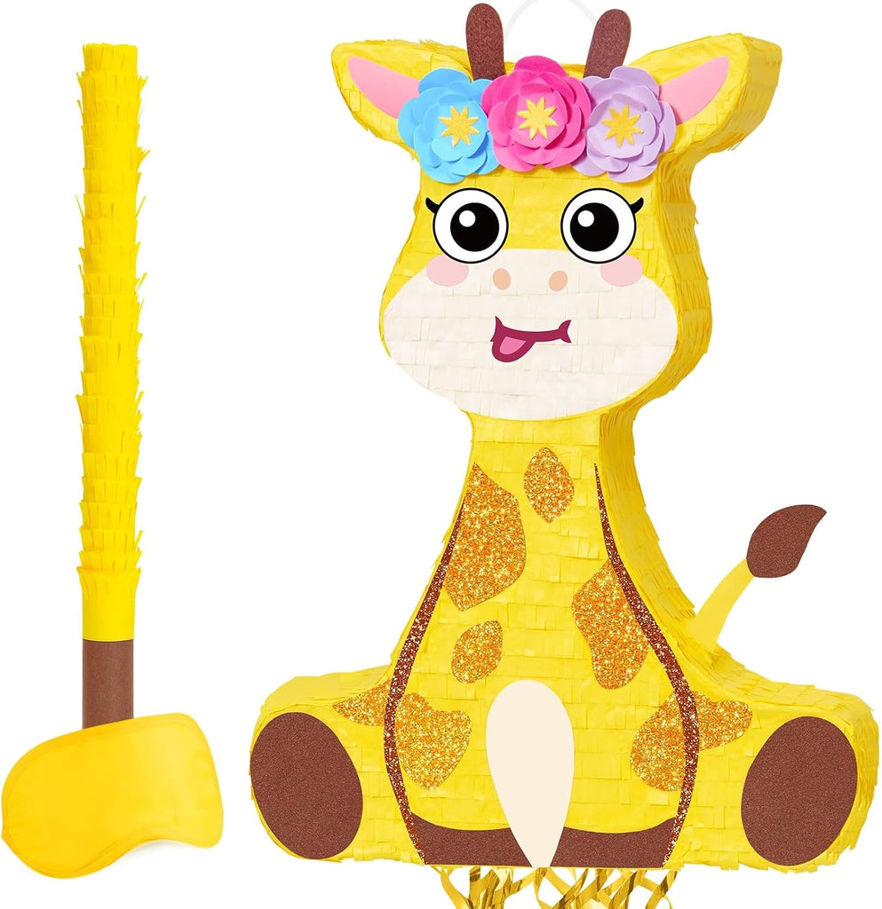 WERNNSAI Giraffe Piñata - Jungle Giraffe Piñata with Blindfold and Bat