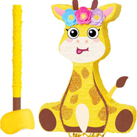 WERNNSAI Giraffe Piñata - Jungle Giraffe Piñata with Blindfold and Bat