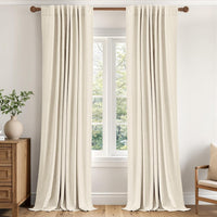 MIULEE 100% Blackout Linen Curtains for Bedroom 40W x 108L Cream Beige