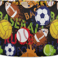 LEANSHSA Sport Ball Print Collapsible Round Storage Basket with Handles