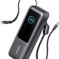 Anker Laptop Power Bank,25,000mAh Portable Charger with 165W Total Output,3 USB-C Ports (100W Max Each),Built-in Retractable Cables,Flight-Ready,for iPhone 17/16 Series,MacBook,Samsung,and More