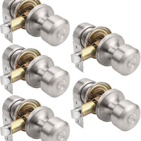 KNOBWELL Brushed Nickel Closet Door Knob, Interior Passage Door Knobs for Hallway Doors, Keyless Indoor Door Knob with C