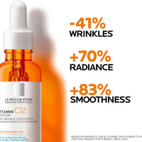 La Roche-Posay Suero puro de Vitamina C al 12% para cara con ácido hialurónico y ácido salicílico, suero facial hidratante, aumenta la luminosidad y reduce las arrugas, 2 fórmulas para piel normal