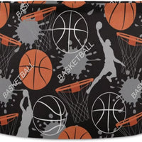 LEANSHSA Basketball Print Collapsible Round Storage Basket with Handles