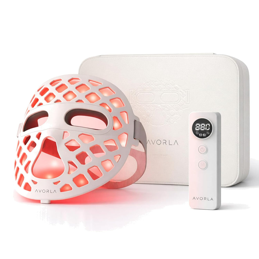 Avorla Beauty LED mask – Red Light & Infrared Light Therapy Face Mask for Wrinkles – Blue Light for Acne – Multi-wavelength for Skincare – Rechargeable for Home Use and Travel
