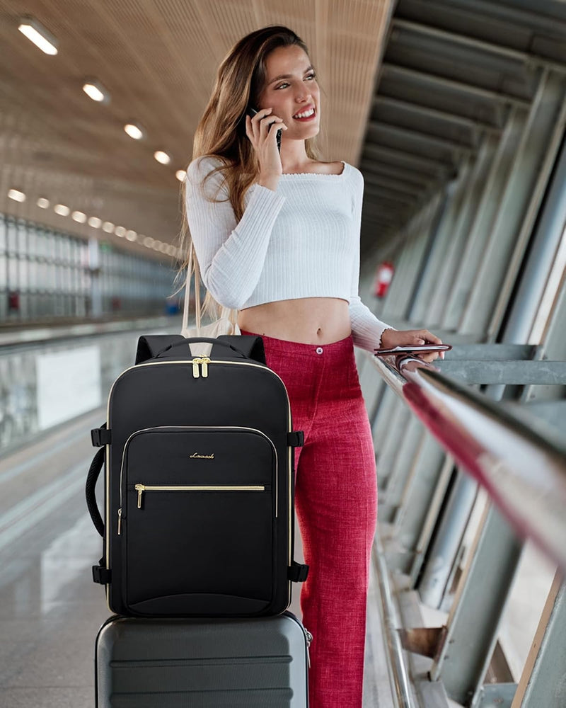 LOVEVOOK 40L Travel Backpack Flight Approved Carry on Backpack,3 Packing Cubes,Waterproof Personal Item Travel Bag,TSA Carry on Luggage Suitcase Travel Essentials,Gifts for Women & Men,fits 17" Laptop