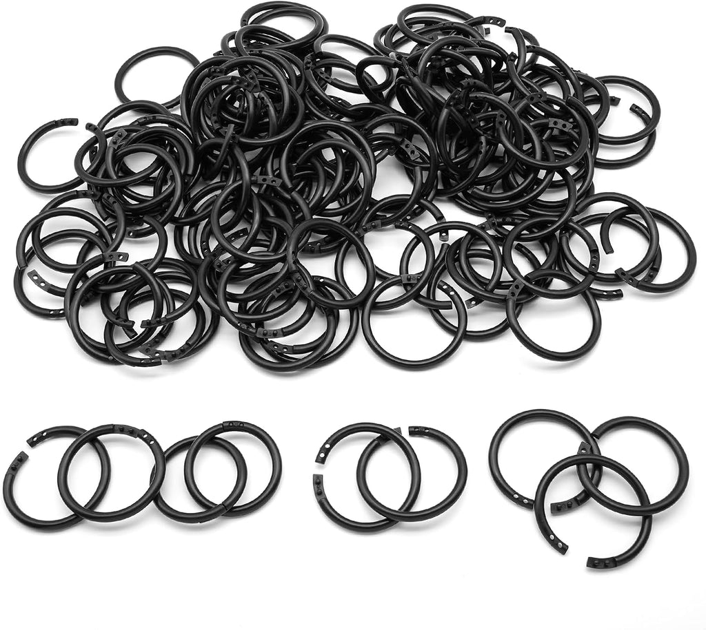 Semrien 120 Pcs Plastic Binder Rings Loose Leaf Book Rings, 1-1/2", Black