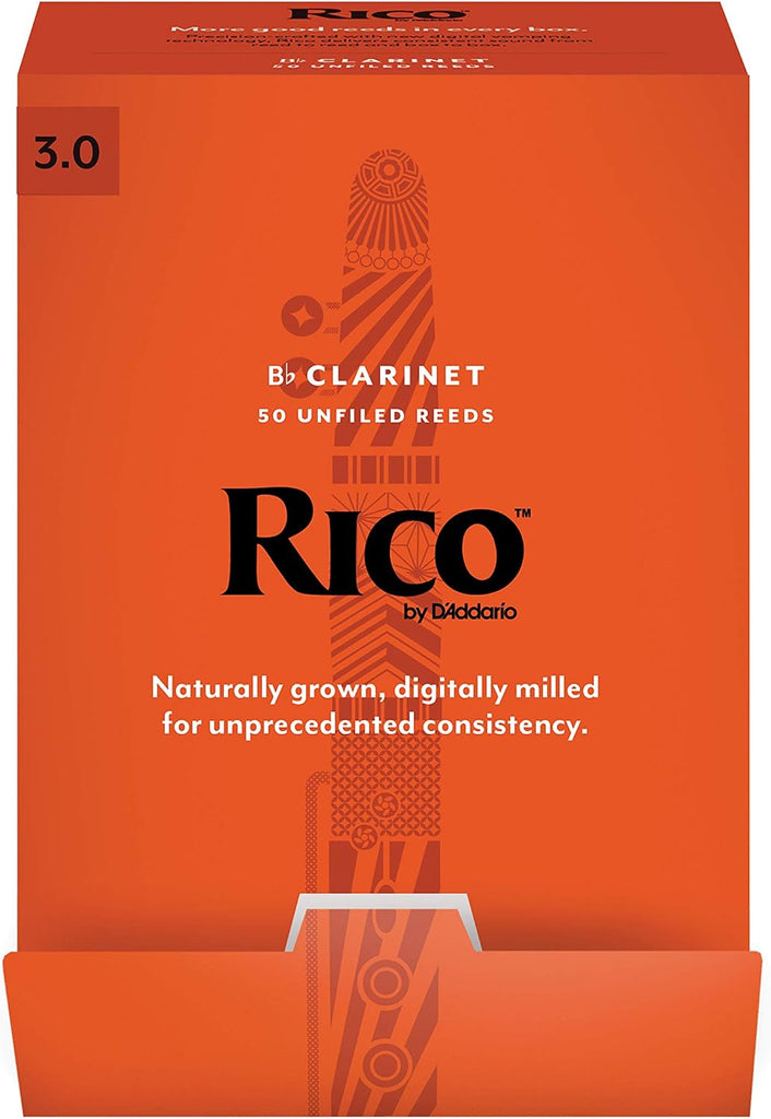 D’Addario Woodwinds, Rico Bb Clarinet Reeds, RCA0130-B50, Strength 3.0, 50-pack