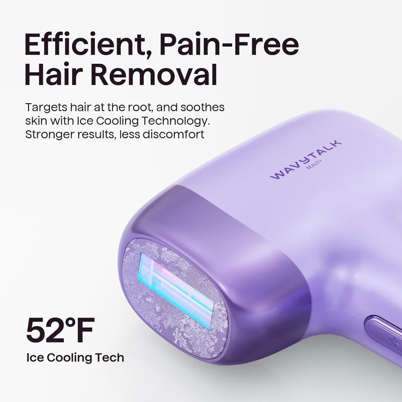 Wavytalk Dispositivo de depilación IPL, Bare It con rodillo de precisión para bikini facial y cuerpo, resultado duradero y sin dolor, 24J de doble pulso y enfriamiento de hielo, uso en casa para mujer