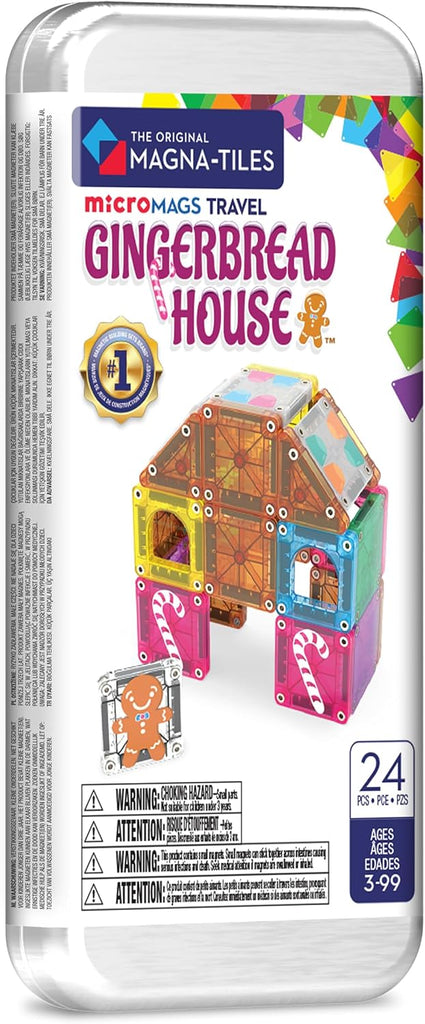MAGNA-TILES microMAGS 24-Piece Gingerbread House Travel Set, The Original Magnetic Building Brand