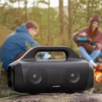 Soundcore Anker Motion Boom Waterproof Bluetooth Speaker with Titanium Drivers, BassUp Technology, IPX7, 24H Playtime, App, Built-in Handle, Outdoor Speaker for Camping, Pool, Beach, Backyard