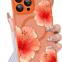TEAUGHT for iPhone 16 Pro Case Luxury Floral -Orange