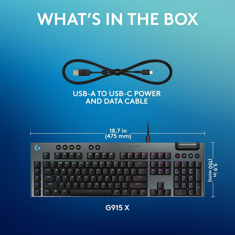 Logitech G915 X Wired Gaming Keyboard (Linear)- Black