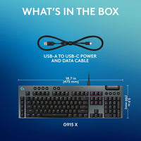 Logitech G915 X Wired Gaming Keyboard (Linear)- Black