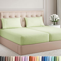 Split King Size 5 Piece Sheet Set - Breathable & Cooling - Light Sage Green