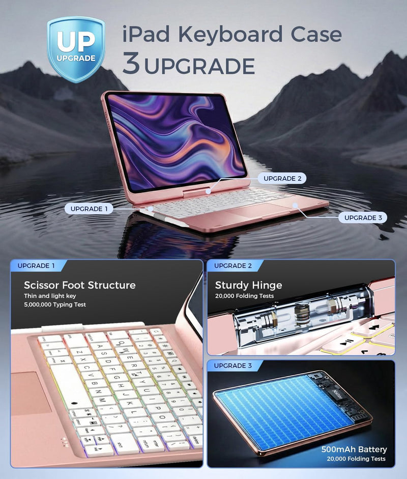 Funda con Teclado NOKBABO para iPad 10/11 (A16) y Air 11" (M4/M3/M2) - Rosa
