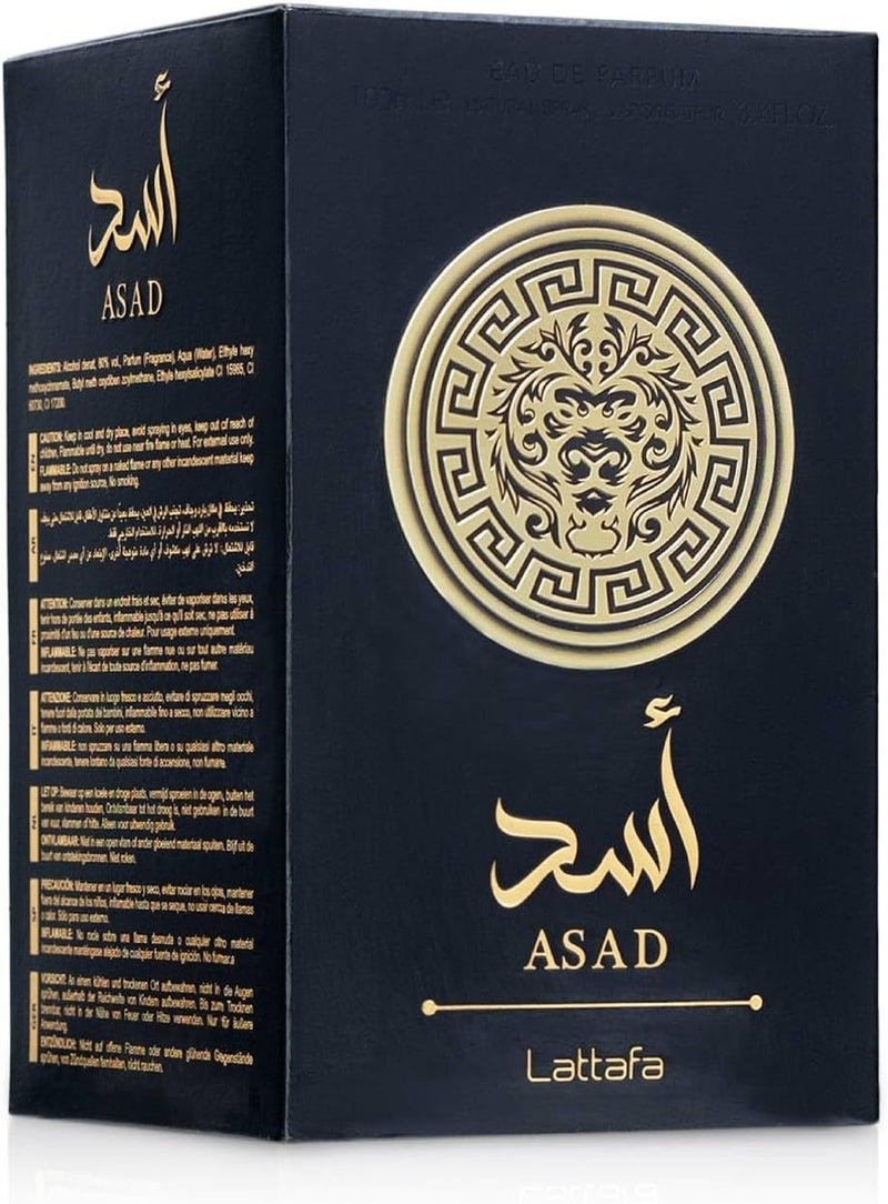 Lattafa Perfumes Asad for Unisex Eau de Parfum Spray, 3.4 Ounce