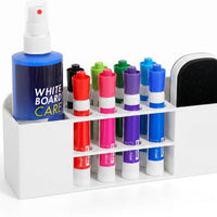 Strong magnetic dry-erase whiteboard holder, 8-slot acrylic pen organizer with glass and wall mounting hardware for refr