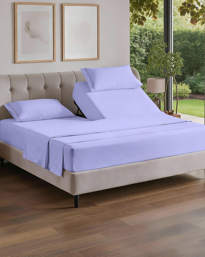 Flex Top Split Head King 4 Piece Sheet Set - Soft & Breathable - Lavender
