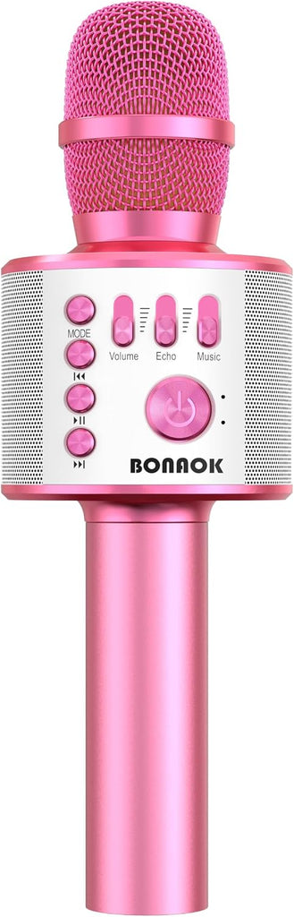 BONAOK Bluetooth Karaoke Microphone, Portable Mic for Adults Kids