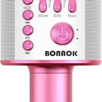 BONAOK Bluetooth Karaoke Microphone, Portable Mic for Adults Kids