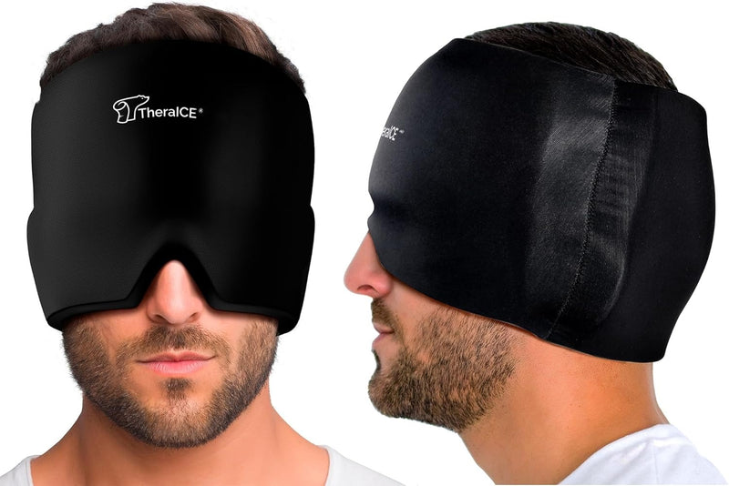 TheraICE Gorro de Alivio para Migraña, Gorro Calmante para Dolor de Cabeza con Compresa de Hielo, Máscara de Compresa Fría Facial, Productos de Gel Refrescante para Envolver la Cabeza para Tensión