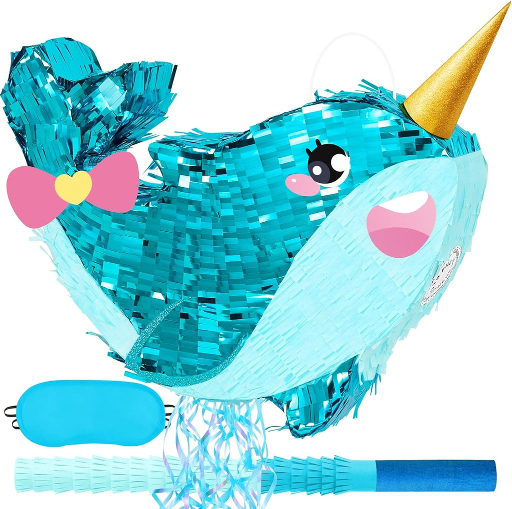 WERNNSAI Narwhal Piñata - Girl Narwhal Whale Birthday Party Supplies