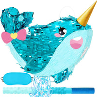 WERNNSAI Narwhal Piñata - Girl Narwhal Whale Birthday Party Supplies