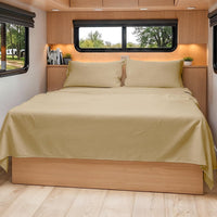 Short Queen Size 4 Piece Bed Sheet Set - RV Short Queen - Heathered Tan