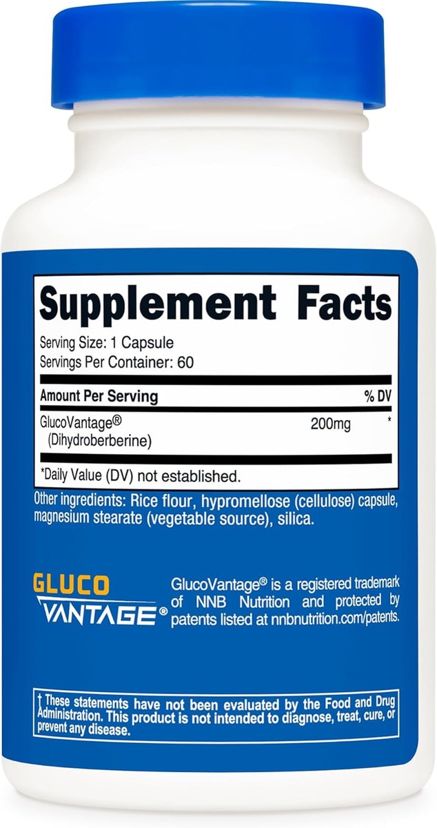 Nutricost Cápsulas de dihidroberberina (200 mg, 60 cápsulas) - suplemento de alta absorción que ayuda a apoyar la salud metabólica y el control de la glucosa