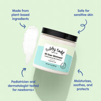 TUBBY TODD All Over Ungüento - Crema para eccema para bebé, multiuso diario, sensible, seca, irritación, crema para aliviar la piel del bebé, sin esteroides y gluten, sin fragancia, 1 paquete, 8 onzas