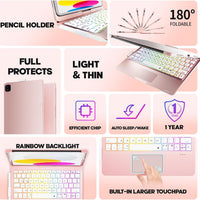 Funda con Teclado NOKBABO para iPad 10/11 (A16) y Air 11" (M4/M3/M2) - Rosa Intenso
