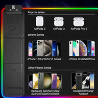 Miroddi XXL Mouse Pad with Phone Holder - Black, RGB Desk Mat with 15W Fast Charging, LED Gaming Mousepad with 11 Light Colors, Waterproof Non-Slip Pad for Office & Home (Black with PD Adapter)