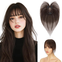 Hairro Clip In Bangs Short Hair Toppers For Women 14" 14g #02 Dark Brown