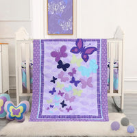 Wowelife Butterfly Mini Crib Bedding Set, 3 Piece Baby Bedding Set Butterfly, Mini Crib Nursery Bed Set, Breathable and