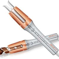 Rizador automático SHEGLAM de 3,17 cm con 3 temperaturas, calentamiento rápido, rotación bidireccional, protección anti-quemaduras, anti-enredos, apagado automático para peinar el cabello.
