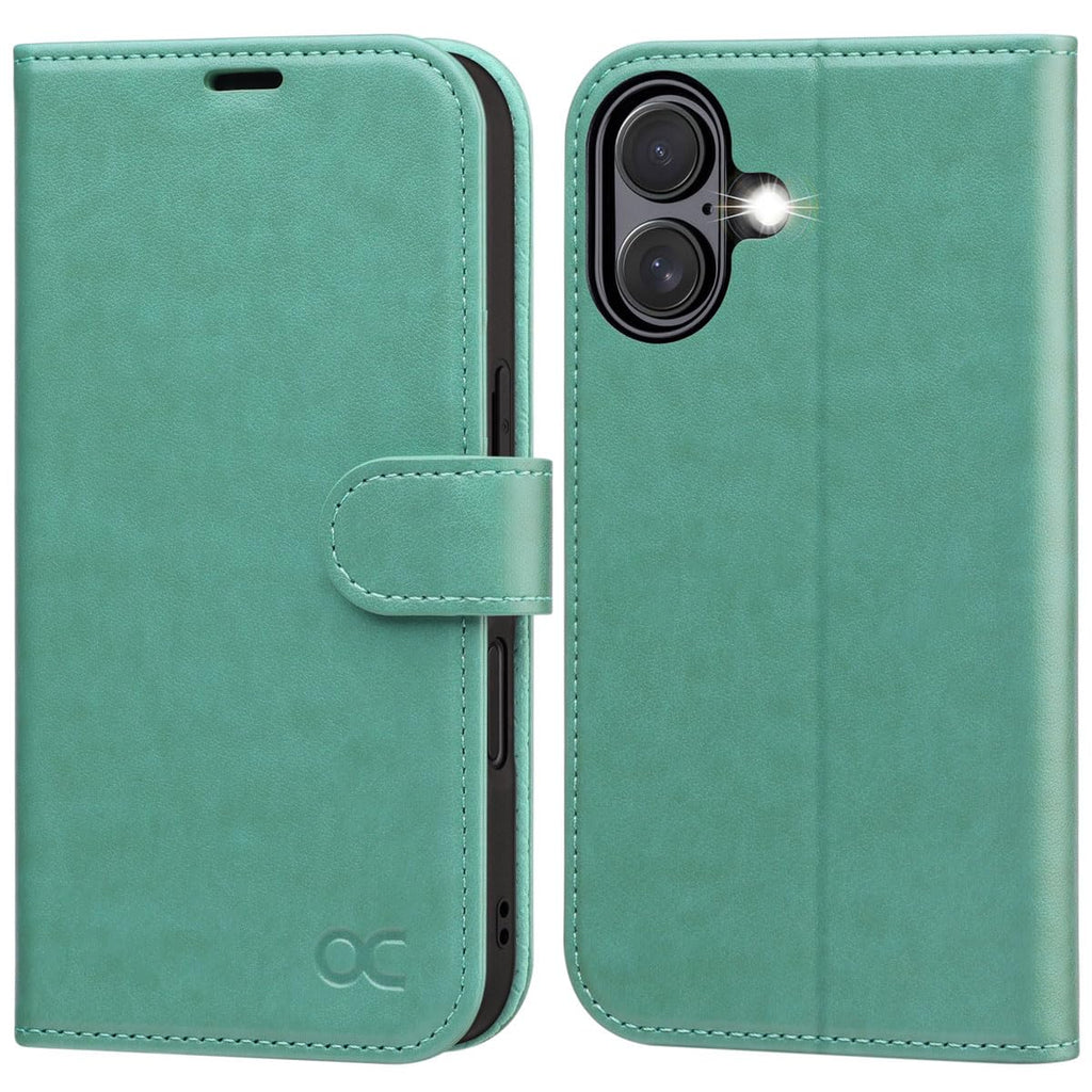 OCASE for iPhone 16 Wallet Case, Card Holder, Green