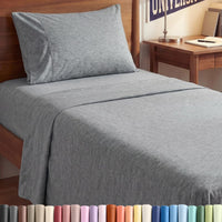 Twin XL 3 Piece Sheet Set - College Dorm Room Essentials - Heathered Grey