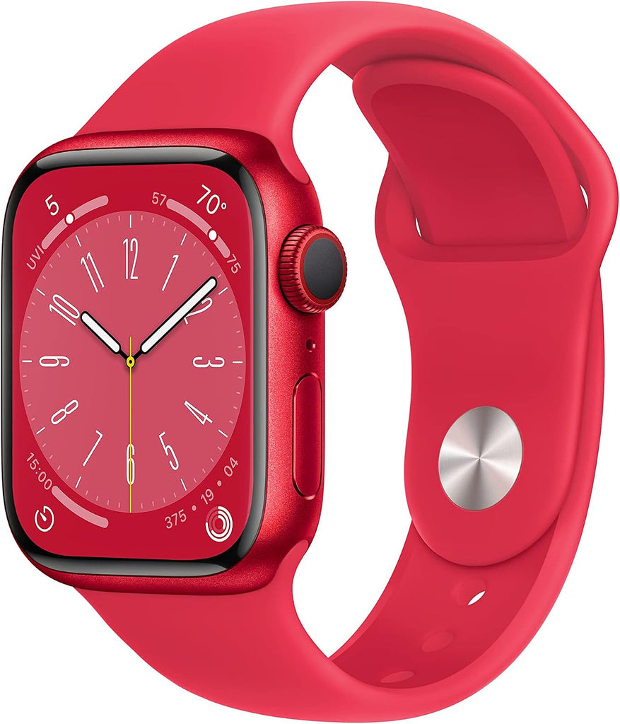 Apple Watch Series 8 [GPS + Cellular, 41mm] - Red Aluminum Case with Red Sport Band, S/M (Renewed)