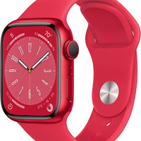 Apple Watch Series 8 [GPS + Cellular, 41mm] - Red Aluminum Case with Red Sport Band, S/M (Renewed)