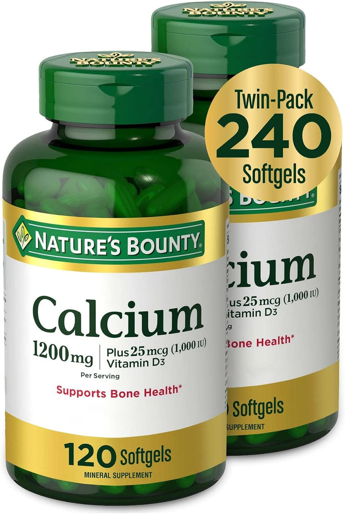 Nature's Bounty Calcium 1200 mg with 1000 IU Vitamin D3, 2 Per Day, 120 Ct - 220 Count (Pack of 1)