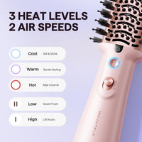 Wavytalk Cepillo secador de pelo de doble voltaje para Perú y viajes internacionales, mini cepillo jet de 110 V-240 V, cepillo secador de pelo iónico que reduce el daño, cabello lacio