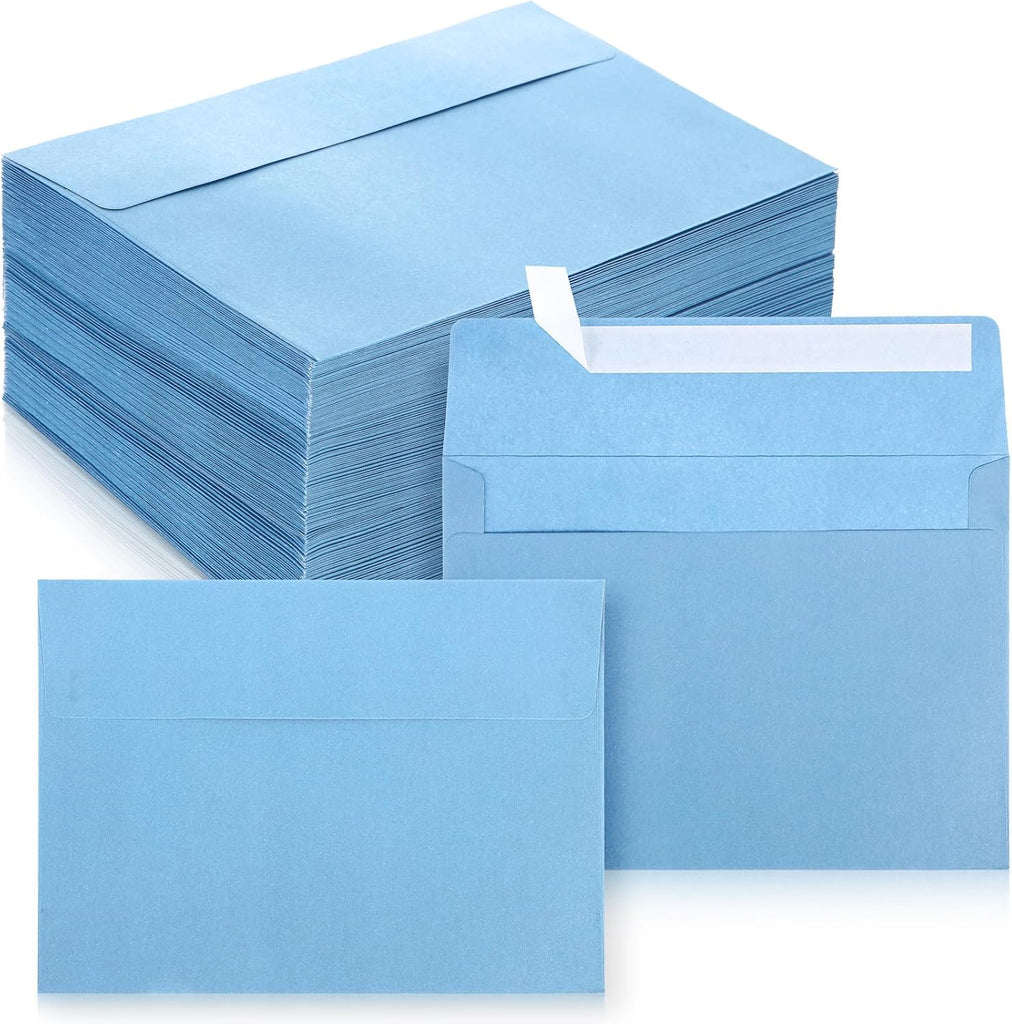 Ctosree 200Pcs Haze Blue Invitation Envelopes Peel Stick Seal 120 GSM A7 Heavyweight Haze Blue Invitation Envelopes for