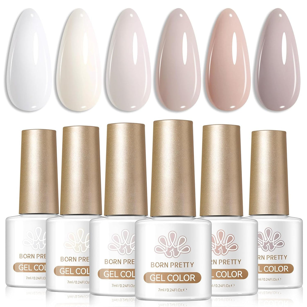 Born Pretty Nude Gray Pink Gel Nail Polish,Cream Milky White Beige Neutral