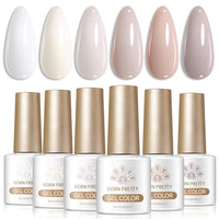 Born Pretty Nude Gray Pink Gel Nail Polish,Cream Milky White Beige Neutral