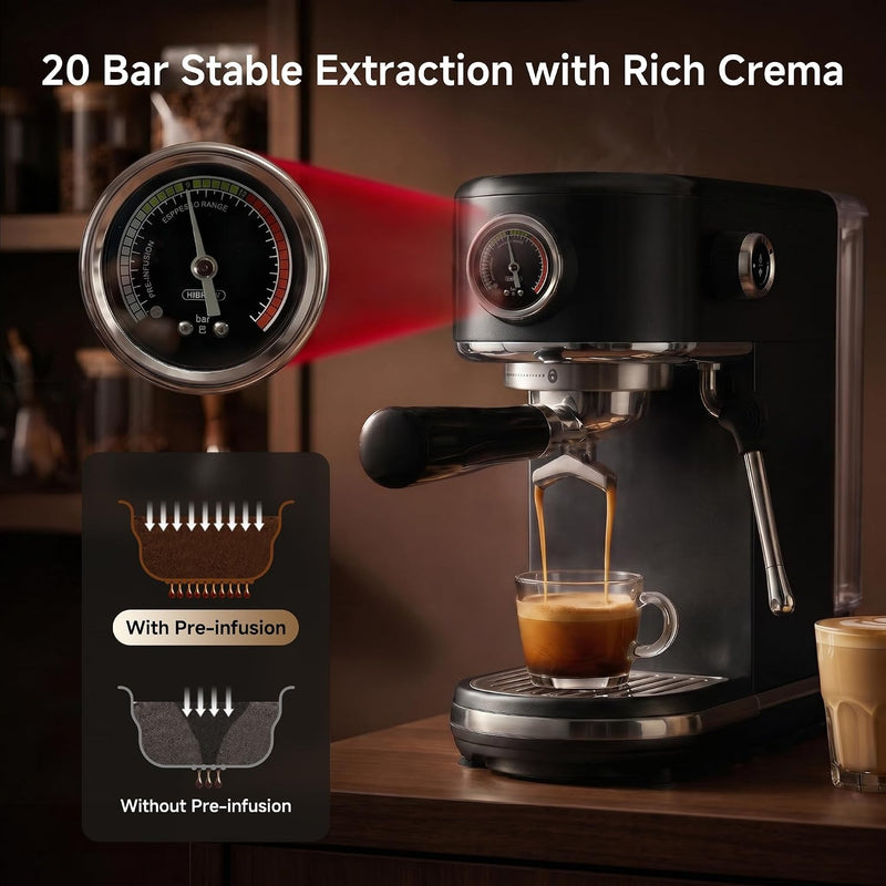 HIBREW H10B Programmable Espresso Machine with LED Display & Pressure Gauge