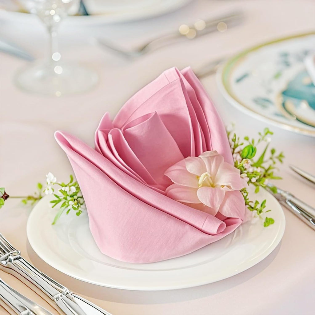 FOLINS&HOME Pink Cloth Napkins Set of 12, Decorative 20x20 Inch Napkins